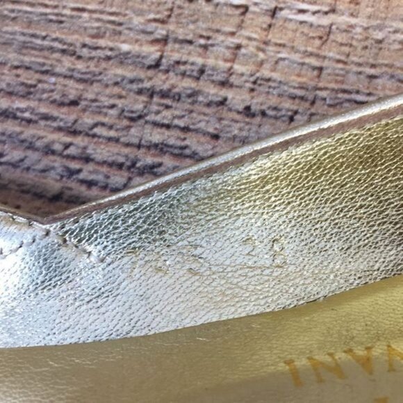 Valentino Garavani Ballet Flats Womens 38 Gold Canvas Crystals Slip On Shoes - Picture 10 of 13